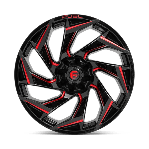 Fuel Offroad D755 REACTION Gloss Black Milled W/ Red Tint 24x12 -44 8x170mm 125.1mm - Wheelwiz