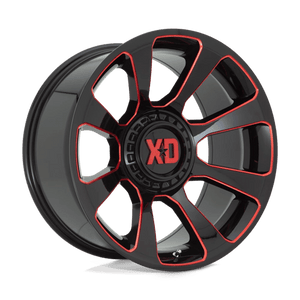 XD Series XD854 REACTOR Gloss Black Milled W/ Red Tint 20x9 0 5x127|5x139.7mm 78.1mm - Wheelwiz