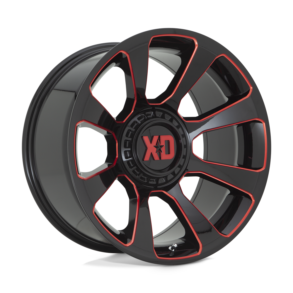 XD Series XD854 REACTOR Gloss Black Milled With Red Tint 20x9 00 5x139.7|5x150mm 110.1mm - WheelWiz