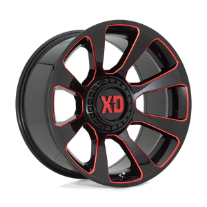 XD Series XD854 REACTOR Gloss Black Milled With Red Tint 20x9 00 5x139.7|5x150mm 110.1mm - WheelWiz