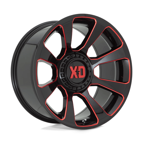 XD Series XD854 REACTOR Gloss Black Milled W/ Red Tint 20x9 +18 5x139.7|5x150mm 110.1mm - Wheelwiz