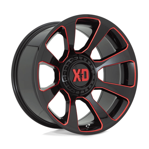 XD Series XD854 REACTOR Gloss Black Milled W/ Red Tint 20x9 +18 6x135|6x139.7mm 106.1mm - Wheelwiz
