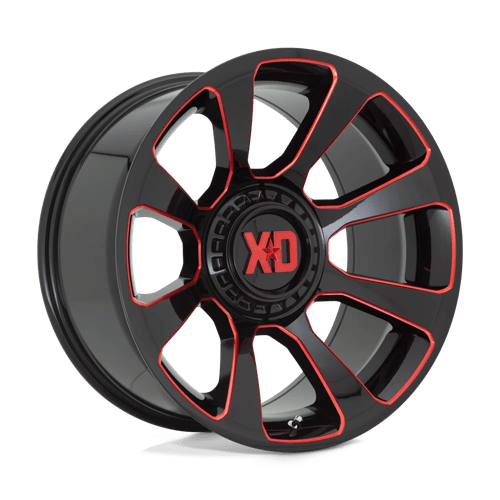 XD Series XD854 REACTOR Gloss Black Milled W/ Red Tint 20x10 -18 5x139.7|5x150mm 110.1mm - Wheelwiz