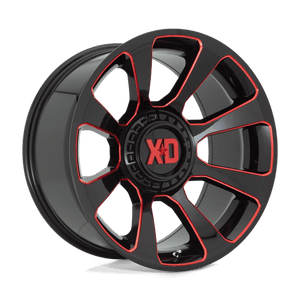 XD Series XD854 REACTOR Gloss Black Milled W/ Red Tint 20x10 -18 5x139.7|5x150mm 110.1mm - Wheelwiz