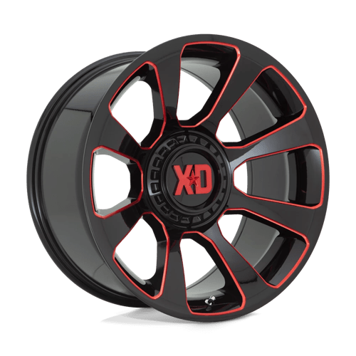 XD Series XD854 REACTOR Gloss Black Milled W/ Red Tint 20x10 -18 6x135|6x139.7mm 106.1mm - Wheelwiz