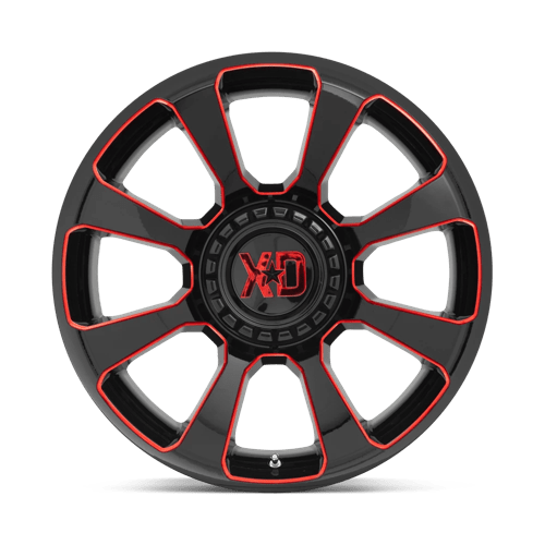 XD Series XD854 REACTOR Gloss Black Milled W/ Red Tint 20x9 +18 5x139.7|5x150mm 110.1mm - Wheelwiz