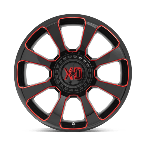 XD Series XD854 REACTOR Gloss Black Milled W/ Red Tint 20x9 +18 6x135|6x139.7mm 106.1mm - Wheelwiz