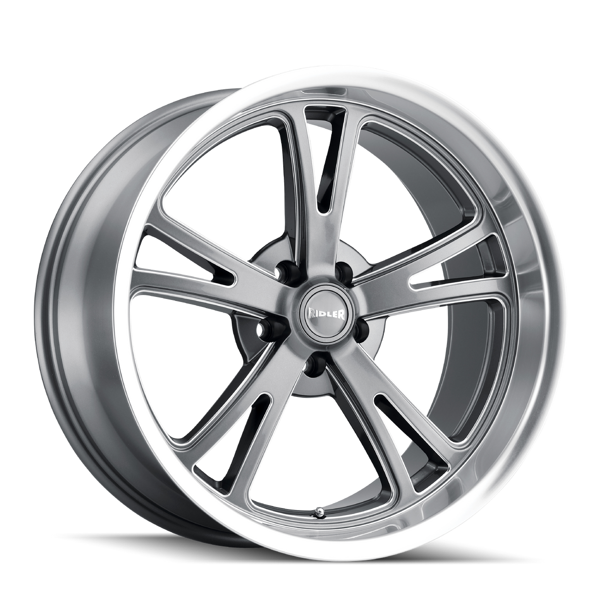 Ridler 606 Gloss grey machined 18x9.5 0 5x120.65mm 83.82mm - Wheelwiz