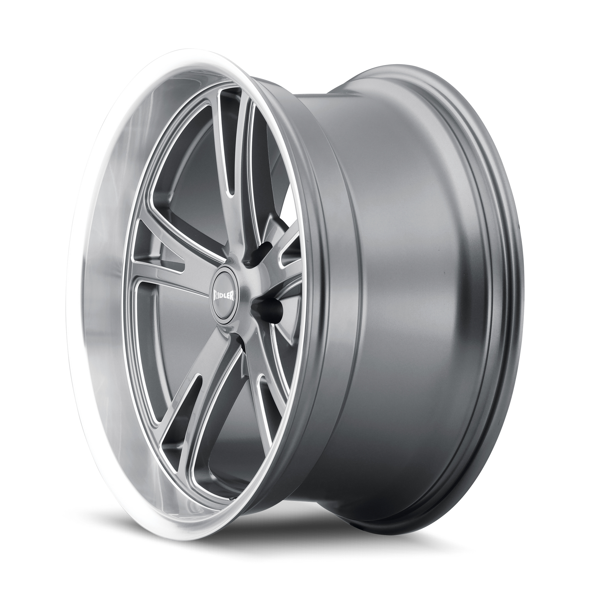 Ridler 606 Gloss grey machined 18x9.5 0 5x127mm 83.82mm