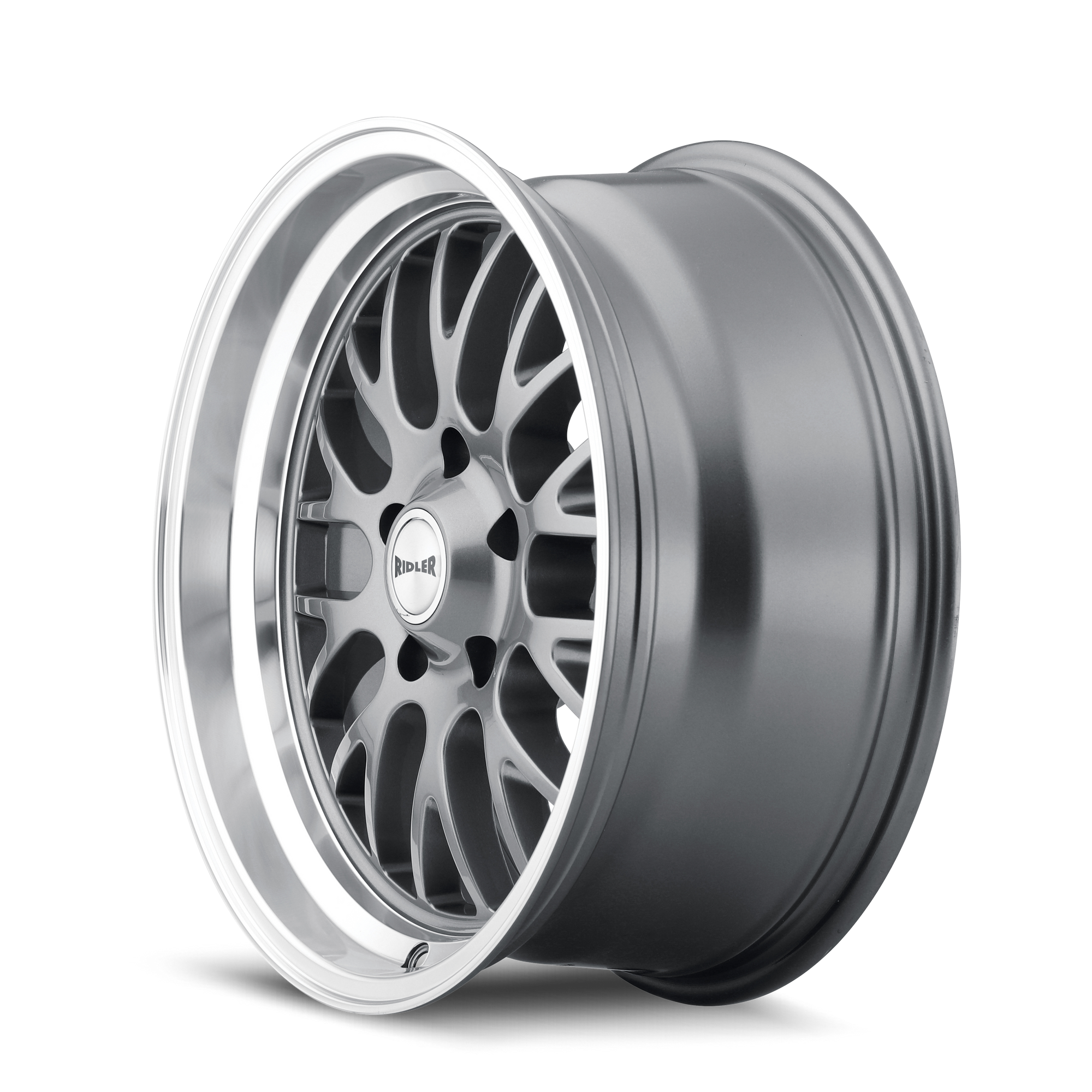 Ridler 607 Gloss grey machined 18x9.5 +6 5x127mm 83.82mm