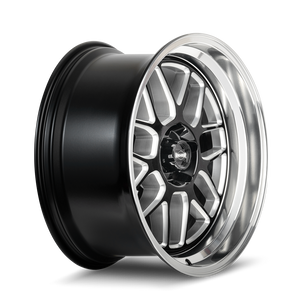 Ridler 611 Gloss black/milled with diamond cut lip 17x7 0 5x114.3mm 83.82mm