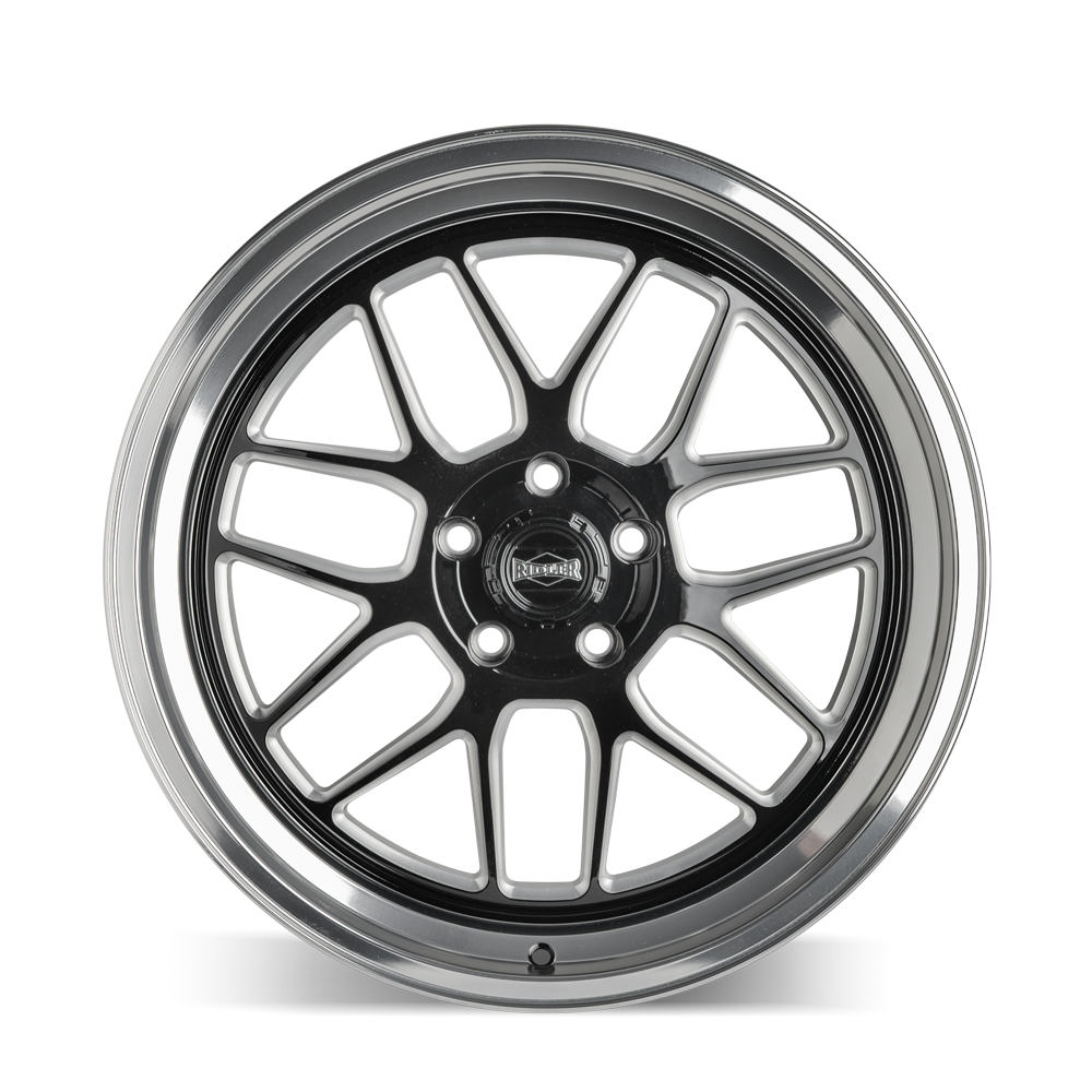 Ridler 611 Gloss black/milled with diamond cut lip 18x9.5 0 5x127mm 83.82mm
