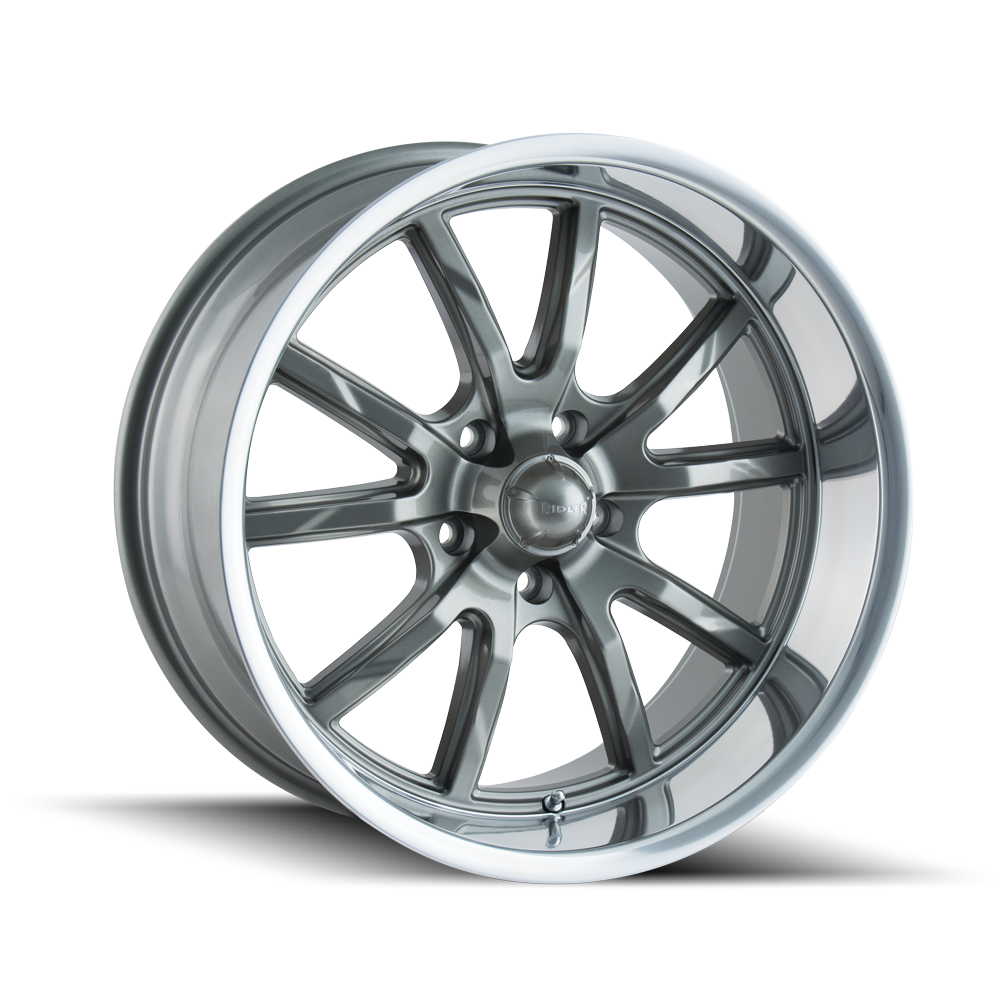 Ridler 650 Gloss grey polished 22x9.5 +18 5x115mm 72.62mm - WheelWiz