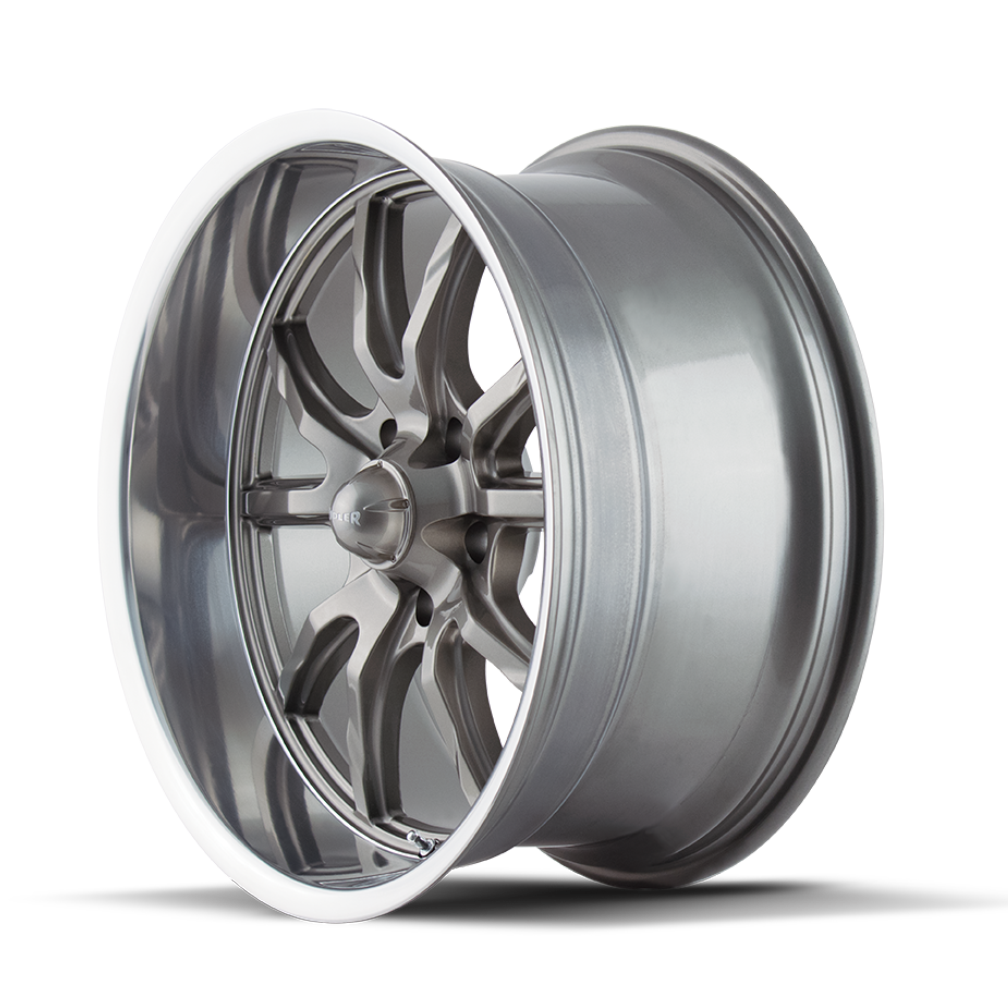 Ridler 650 Gloss grey polished 17x8 0 5x120.65mm 83.82mm - WheelWiz