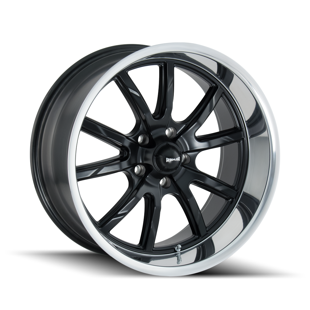 Ridler 650 Matte black polished 22x9.5 +18 5x114.3mm 70.5mm - WheelWiz