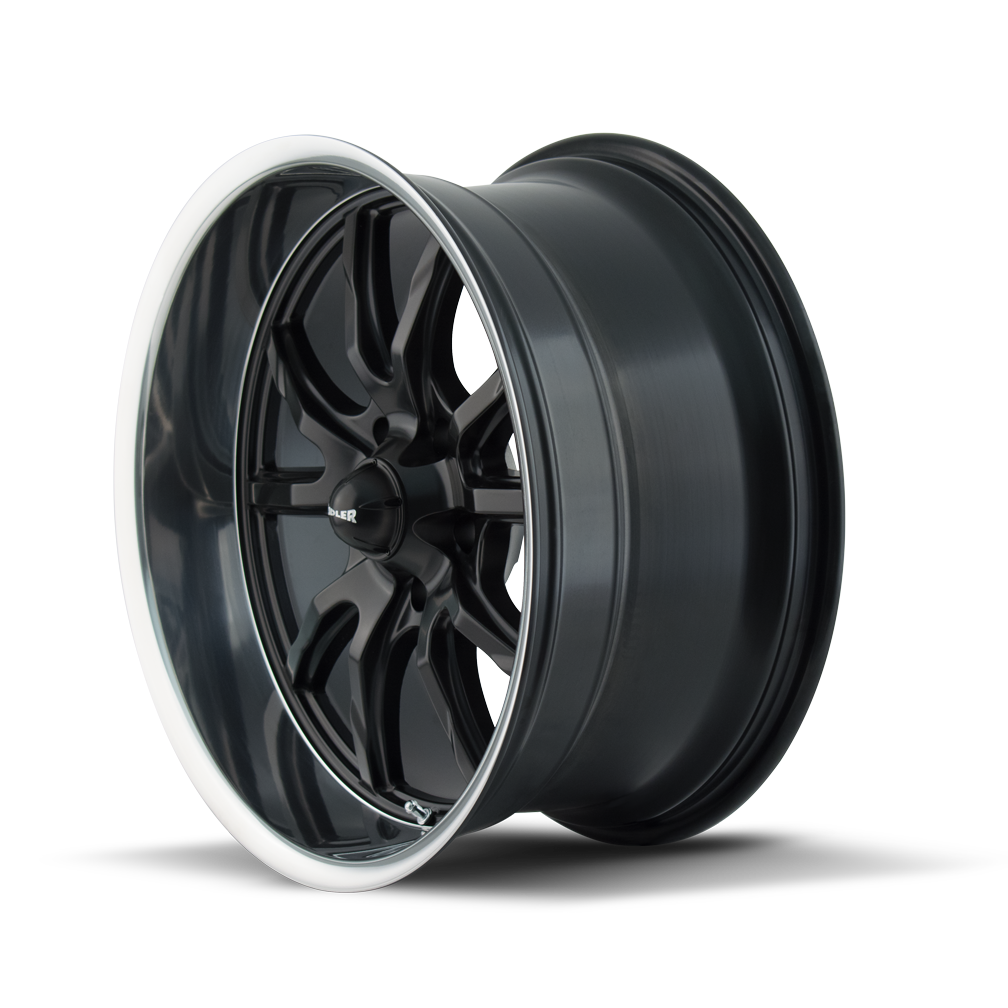 Ridler 650 Matte black polished 22x9.5 +18 5x114.3mm 70.5mm - WheelWiz