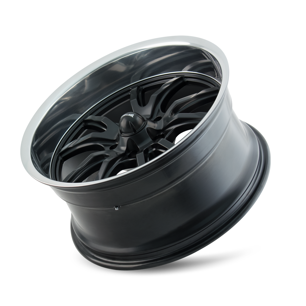 Ridler 650 Matte black polished 22x9.5 +18 5x115mm 72.62mm - WheelWiz