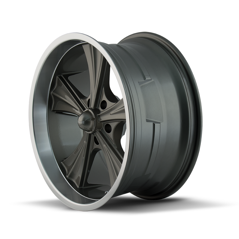 Ridler 651 Gloss grey machined 22x9.5 +18 5x115mm 72.62mm - Wheelwiz