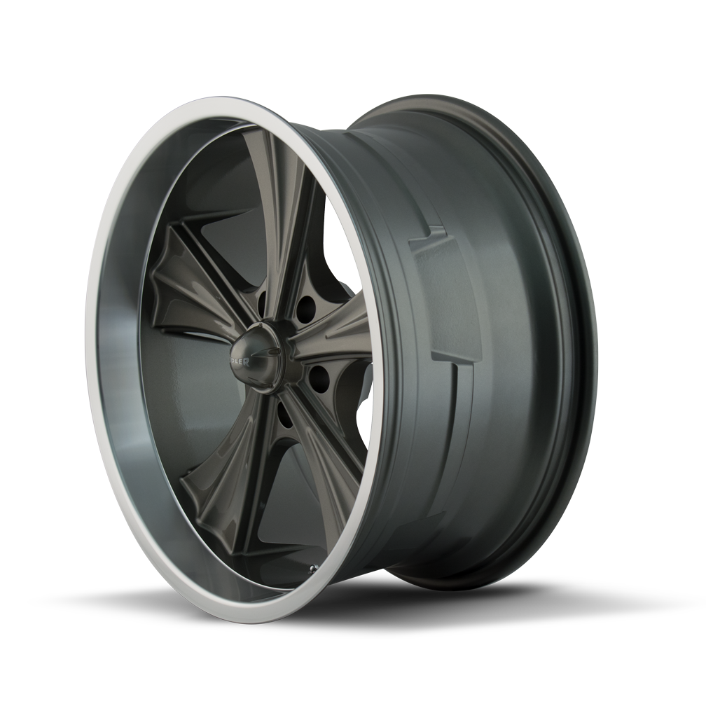 Ridler 651 Gloss grey machined 22x9.5 +18 5x120mm 66.9mm - WheelWiz