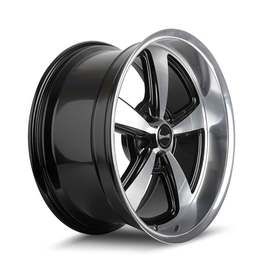 Ridler 652 Gloss black with diamond cut face & lip 18x8 0 5x127mm 83.82mm
