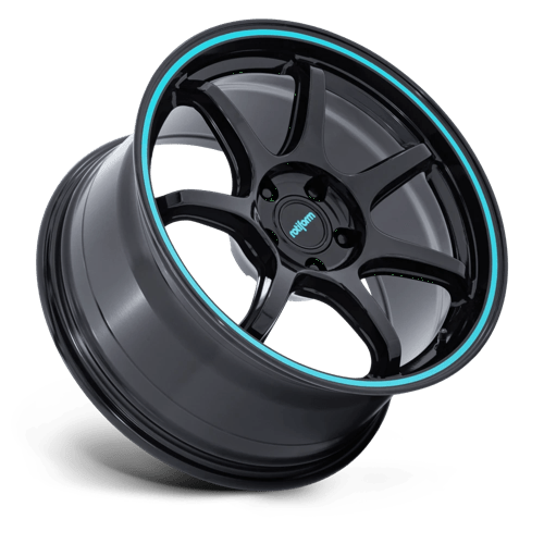 Rotiform RC208 BPU Gloss Black W/ Teal Stripe 18x8.5 +35 5x120mm 74.1mm