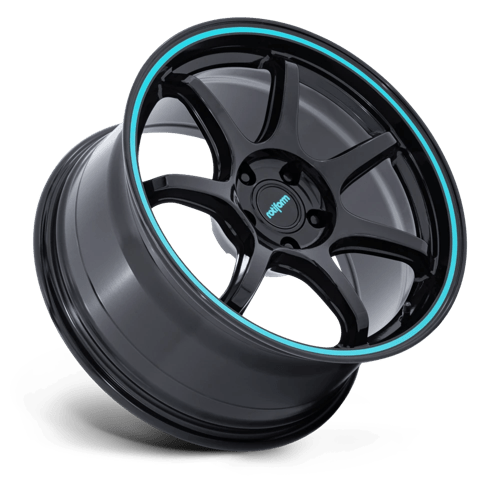 Rotiform RC208 BPU Gloss Black W/ Teal Stripe 18x8.5 +35 5x100mm 56.2mm - Wheelwiz