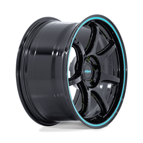 Rotiform RC208 BPU Gloss Black W/ Teal Stripe 18x9.5 +38 5x100mm 56.2mm