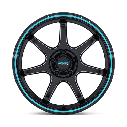 Rotiform RC208 BPU Gloss Black W/ Teal Stripe 19x10.5 +35 5x112mm 66.6mm