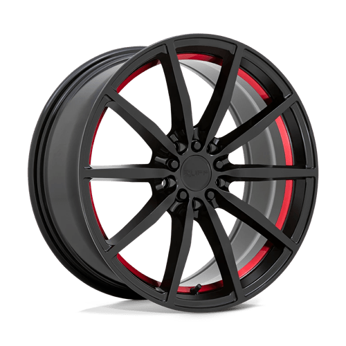 Ruff BURNOUT Gloss Black W/red Inner Lip 17x7.5 +38 5x108|5x114.3mm 72.1mm