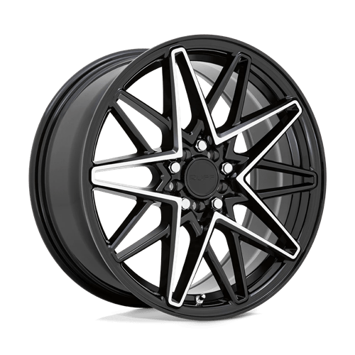 Ruff CLUTCH Gloss Black W/ Machined Face 18x8 +38 5x108|5x114.3mm 72.1mm - Wheelwiz