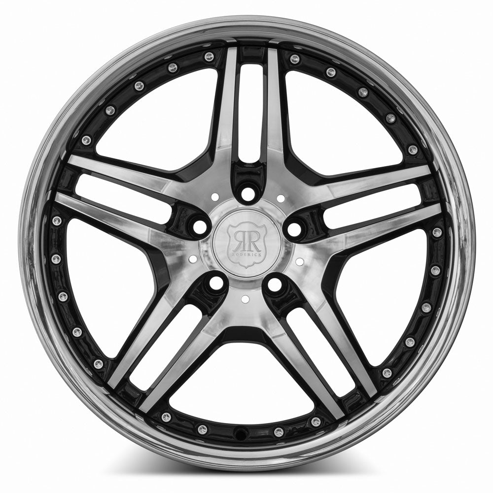 MRR RW2 Black w/ Stainless Lip 18x8 +35 5x120mm 72.6mm - Wheelwiz