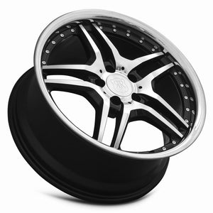 MRR RW2 Black w/ Stainless Lip 18x8 +25 5x112mm 66.6mm
