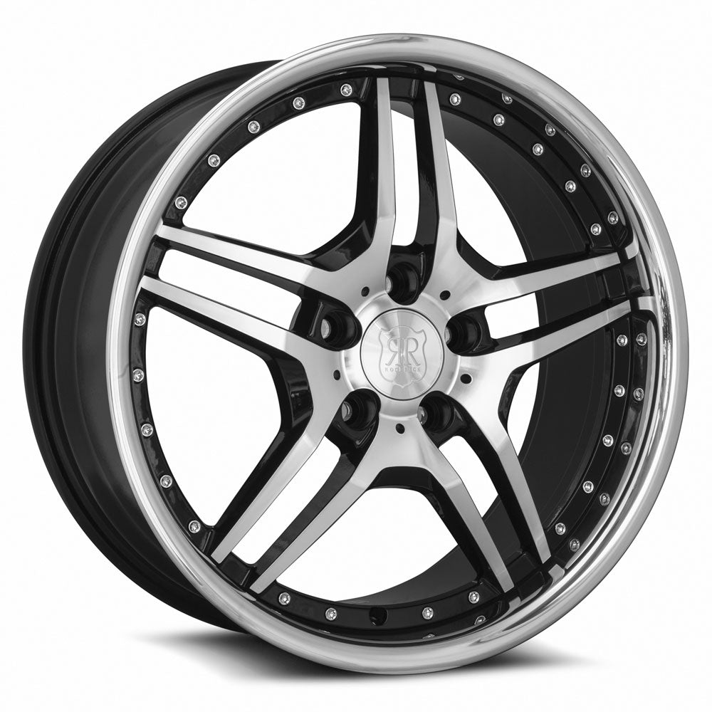 MRR RW2 Black w/ Stainless Lip 19x8.5 +25 5x112mm 66.6mm