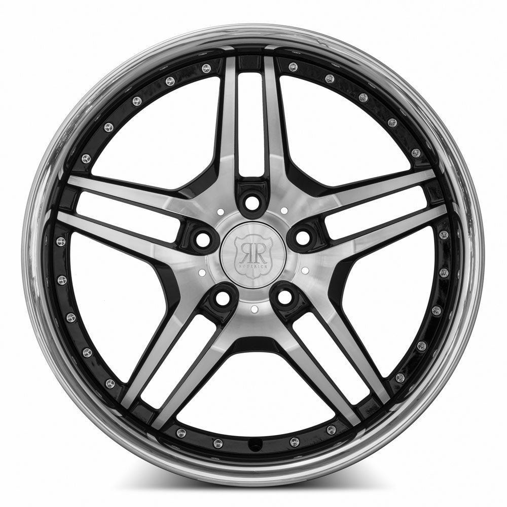MRR RW2 Black w/ Stainless Lip 19x8.5 +25 Custommm 66.6mm