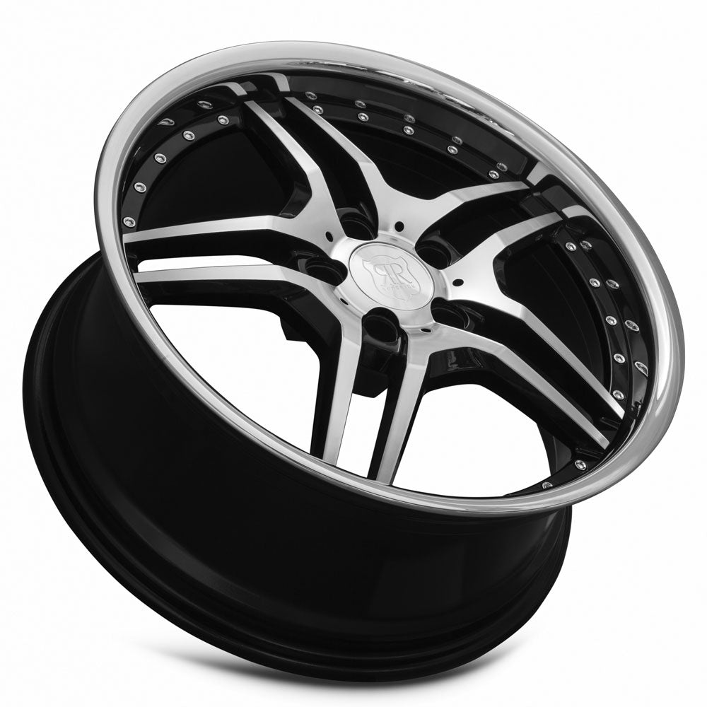 MRR RW2 Black w/ Stainless Lip 19x8.5 +35 5x108mm 73.1mm