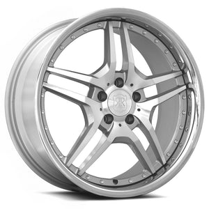 MRR RW2 Silver Machine Face Chrome Lip 18x8 +35 5x108mm 73.1mm - WheelWiz