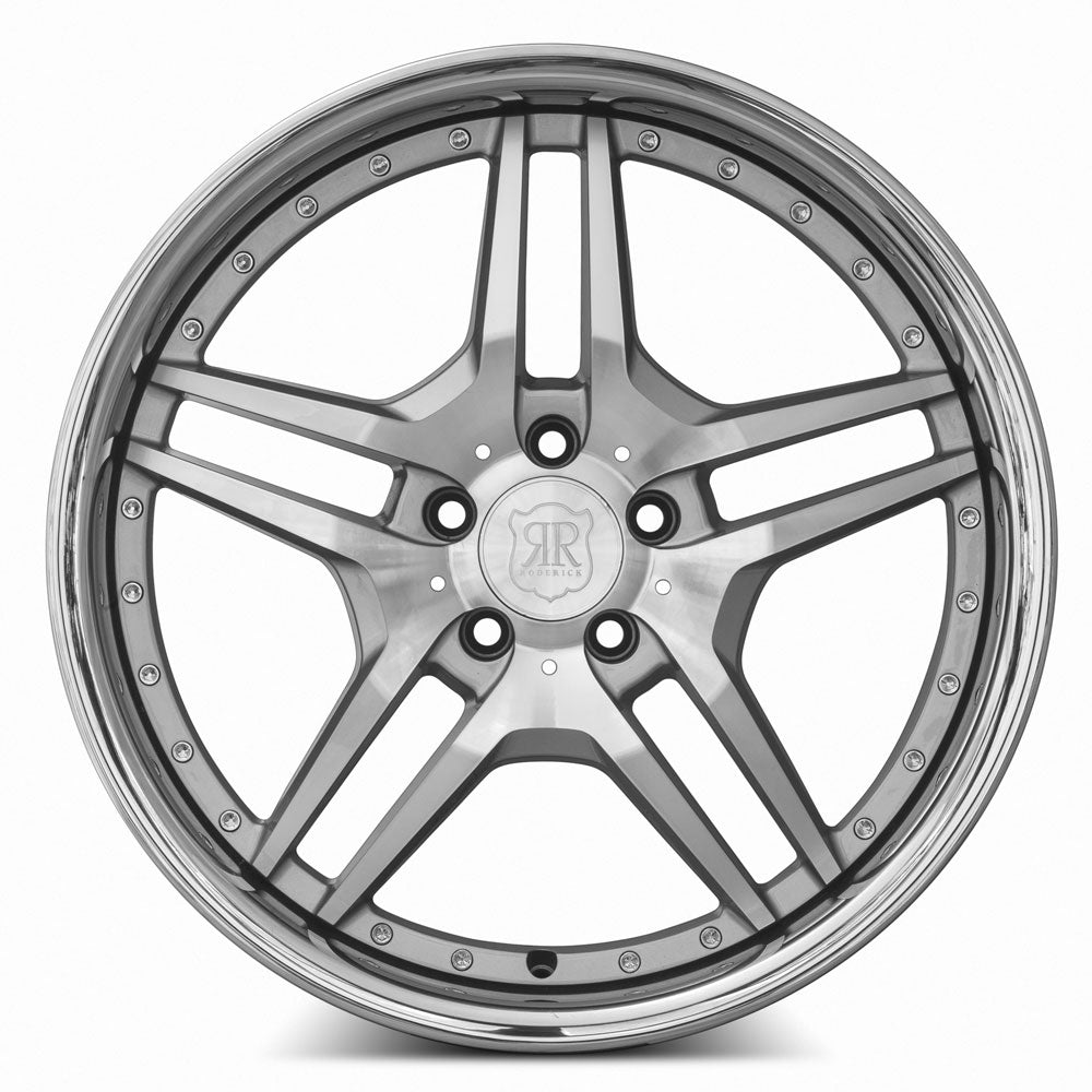 MRR RW2 Silver Machine Face Chrome Lip 19x8.5 +25 5x114.3mm 73.1mm - WheelWiz