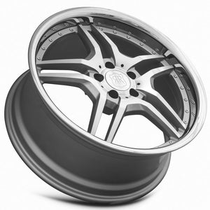 MRR RW2 Silver Machine Face Chrome Lip 18x8 +35 5x120mm 72.6mm - WheelWiz