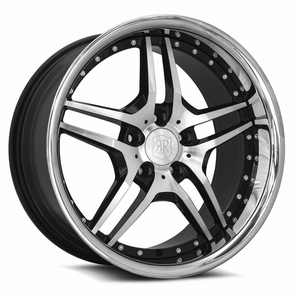 MRR RW2 Black w/ Stainless Lip 19x9.5 +25 5x114.3mm 73.1mm - Wheelwiz