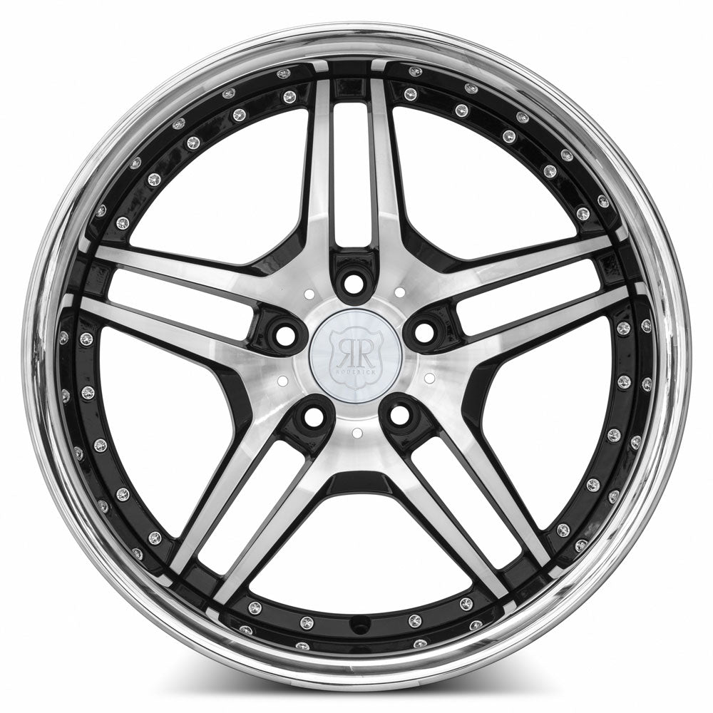 MRR RW2 Black w/ Stainless Lip 19x9.5 +25 5x112mm 66.6mm