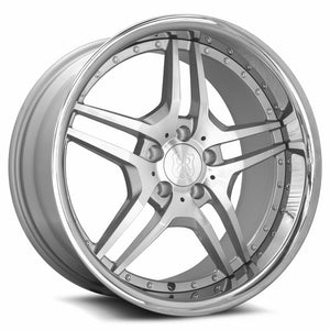 MRR RW2 Silver Machine Face Chrome Lip 18x9 +25 5x112mm 66.6mm - WheelWiz