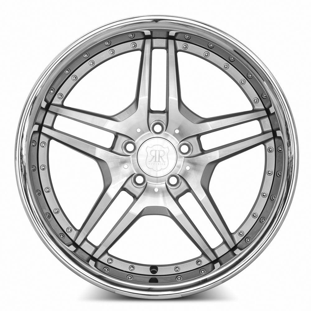 MRR RW2 Silver Machine Face Chrome Lip 18x9 +40 5x120mm 72.6mm - WheelWiz