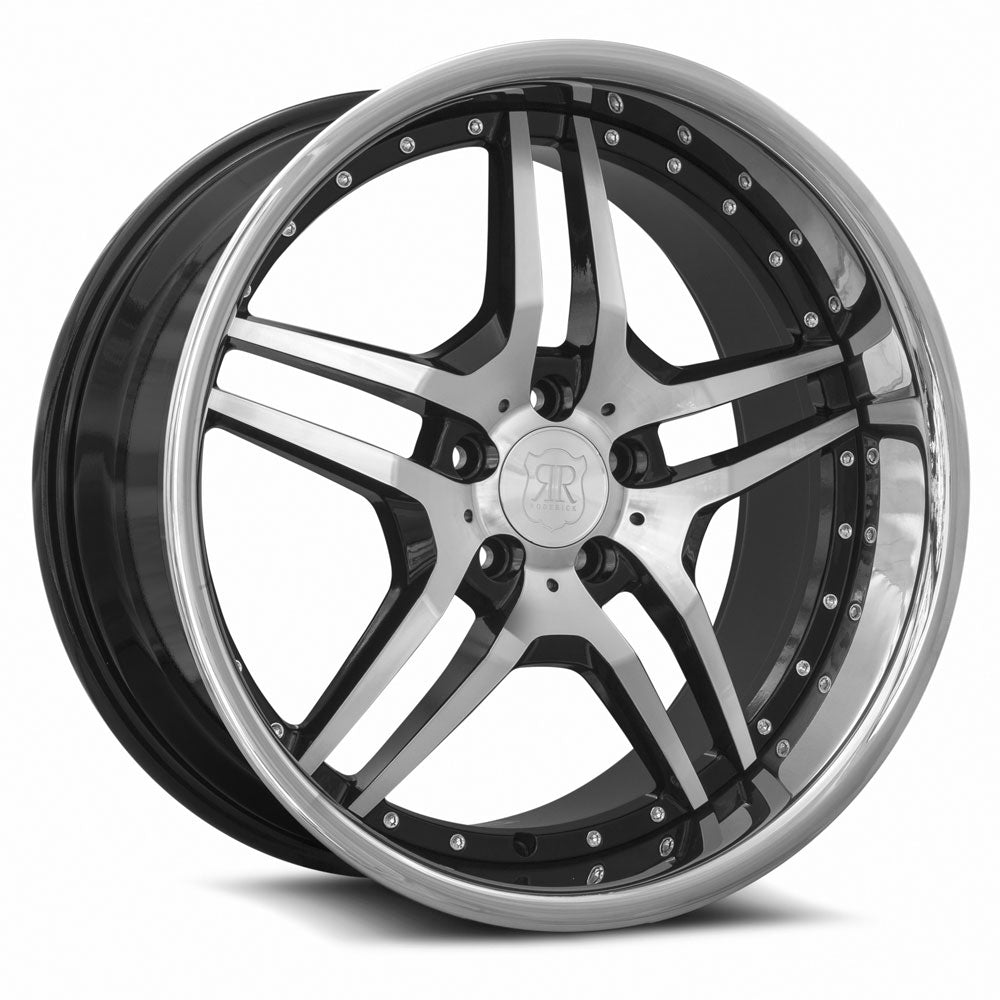 MRR RW2 Black w/ Stainless Lip 20x10 +25 5x112mm 66.6mm - Wheelwiz