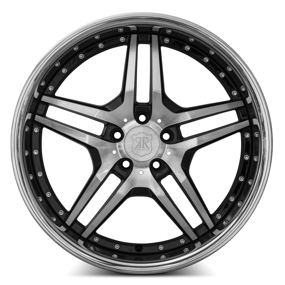 MRR RW2 Black w/ Stainless Lip 20x10 +25 5x114.3mm 73.1mm