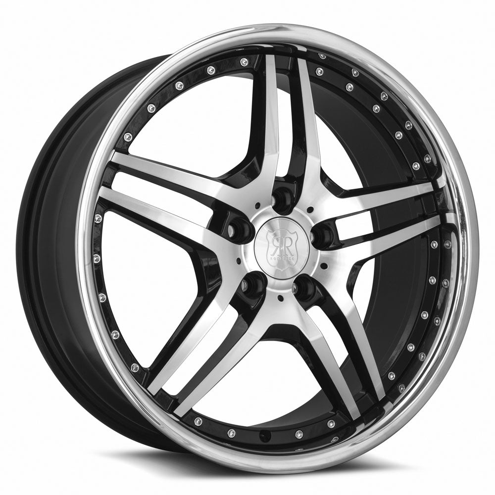 MRR RW2 Black w/ Stainless Lip 20x8.5 +45 5x112mm 66.6mm