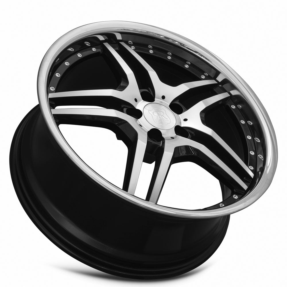 MRR RW2 Black w/ Stainless Lip 20x8.5 +35 5x120mm 72.6mm