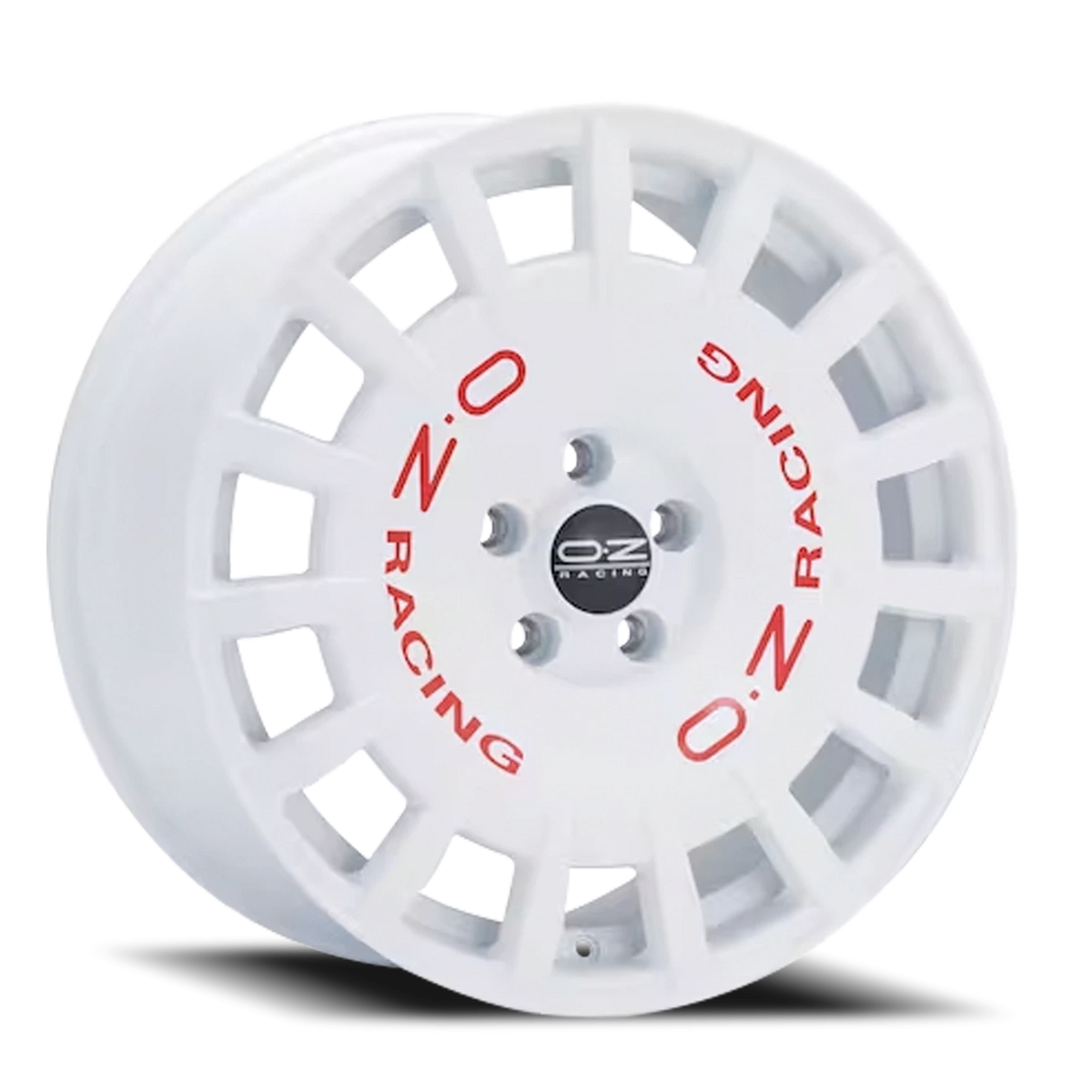 OZ Racing Rally Racing Gloss Race White W/ Red Lettering 18x8 +45 5x114.3mm 75mm - Wheelwiz
