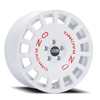 OZ Racing Rally Racing Gloss Race White W/ Red Lettering 19x8.5 +45 5x108mm 75mm
