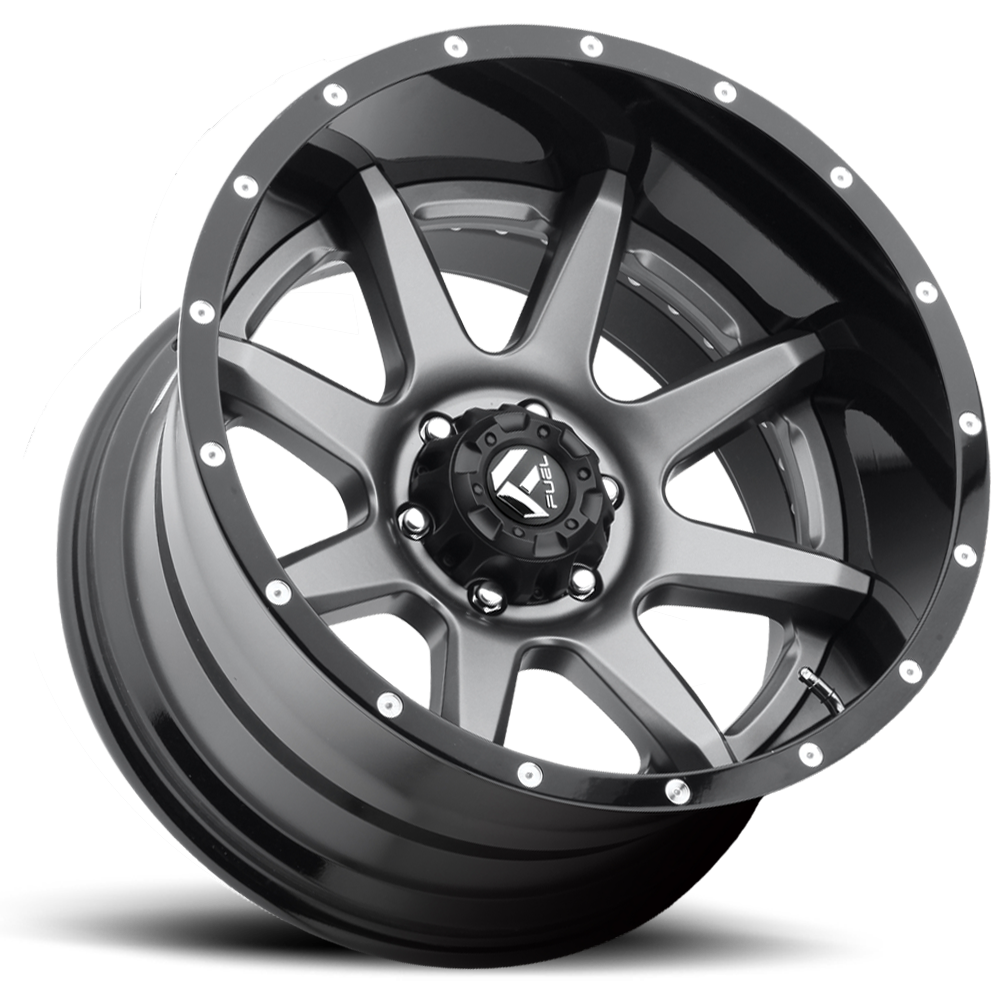 Fuel Offroad D238 RAMPAGE Matte Gun Metal Black Lip 20x10 -19 8x180mm 124.2mm - 2 PIECE - Wheelwiz