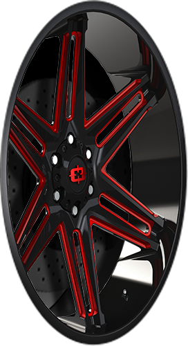 Vision Wheels 363 RAZOR Gloss Black Milled Spoke with Red Tint 22x10 -19 5x139.7mm 108mm